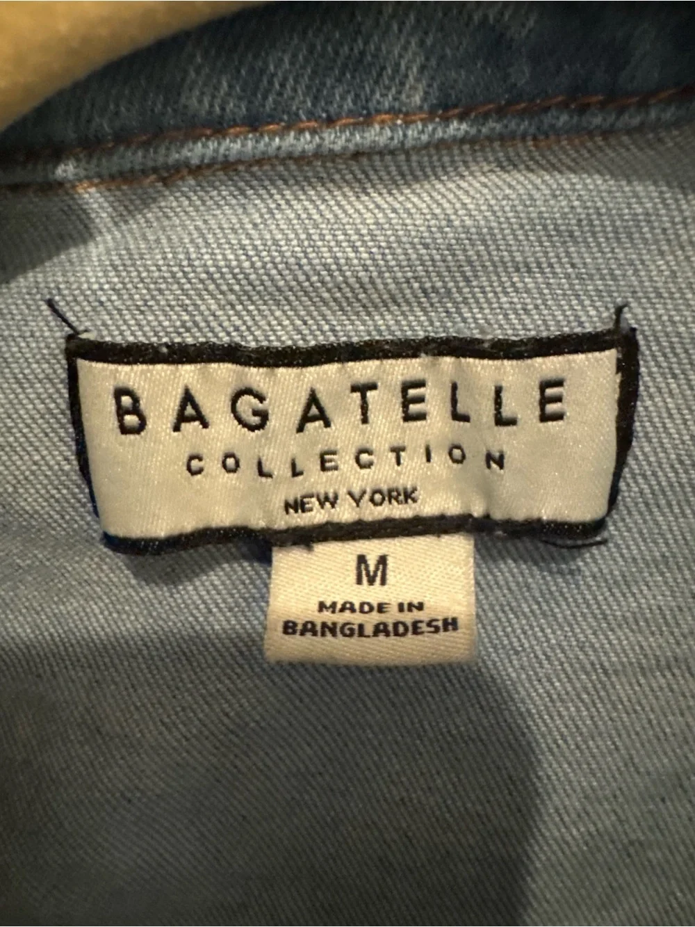 Bagatelle Collection Denim Puff Sleeve Button Front Top Blouse Size M